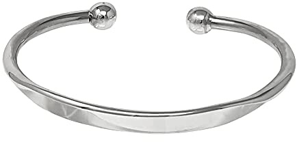 Treasure Bay Drehmoment Armreif aus massivem 925er Sterlingsilber – schlichtes Silberarmband für Herren - einstellbar