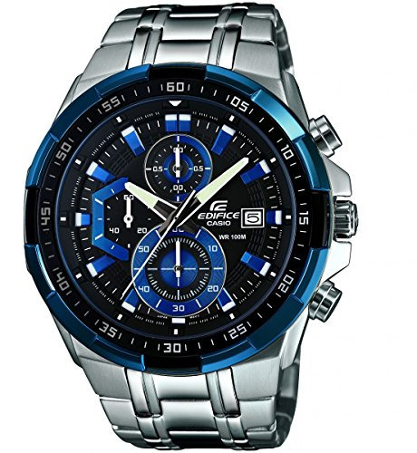 Casio Gents 47.00mm Quartz Watch with Black Analogue dial and Silver Metal Bracelet Strap EFR-539D-1A2VUEF