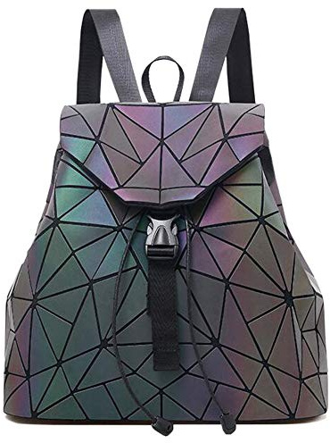 MARBER Femmes Sac À Dos Lumineux Géométrique Nightglowing Mode Coloré Rhombic Daypack Sac À Dos Sacs pour Femmes Filles Campus Voyage En Plein Air