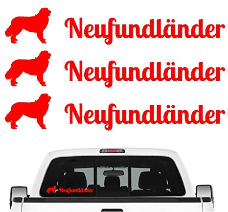 siviwonder Neufundländer Neufi Aufkleber 3er Set Hundeaufkleber Hundemotiv Hund Folie Farbe Rot, Größe 30cm