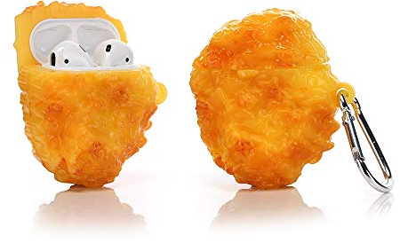YIGEYI Airpods Schutzhülle aus Silikon, kompatibel mit Airpods 1 und 2, 3D-Cartoon-Abdeckung, niedlich, lustig, [Simulations-Serie] (Frittiertes Huhn Krokette)