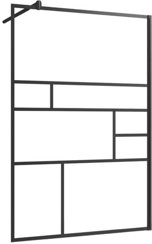 vidaXL Duschvägg med klart ESG-glas 115x195 cm svart
