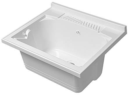 Inbagno Lavatoio lavapanni in Resina, 60x45 cm Bianco, Ideale per Installazione su Mobile o Piano da appoggio