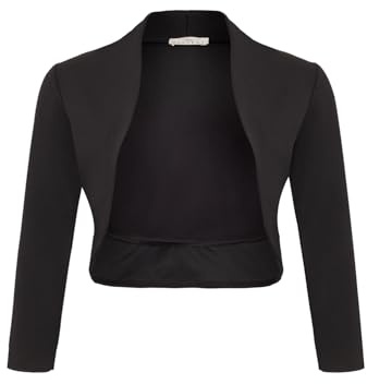 DANAEST - Bolero elegante da donna con maniche a 3/4, coprispalle corto, per feste (708), Nero , M corto