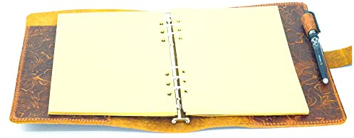 JJNUSA Nachfüllbares A5-Leder-Tagebuch, Schreib-Notizbuch, A5-Leder-Reisetagebuch mit Taschen, Vintage-6-Ringbuch, Organizer, Planer, Portfolio, beste Reisegeschenke