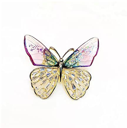 Zarte Schmetterlings-Brosche für Damen und Mädchen, vergoldet, Strasssteine, Kristall, Zirkonia, Hochzeitsbrosche, Schal, Clip, Revers, Sicherheitsnadel, Korsagen, Blumenstrauß für Hut, Tasche, Anzug,