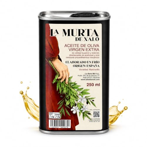 L'Abella Mel | Aceite de Oliva Virgen Extra AOVE La Murta | Manzanilla Monovarietal | Extracción en Frío | Olivos Milenarios Valle Jalón Alicante | Lata 250 ml