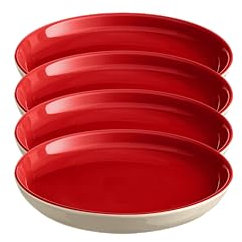 Emile Henry Everyday Collection Salatteller, Dessertteller, Keramik, 20,3 cm, Rouge und Creme, 4 Stück