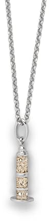 DUR Schmuck Kette LEUCHTTURM WARNEMÜNDE Strandsand, Silber 925/- rhodiniert 45cm (K2997) Erbskette