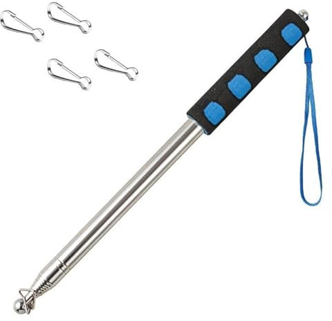 Qiuboluny 2.5 Meter Telescopic Handheld Flagpoles with Clips Portable Flag Pole Lightweight Extendable Tour Guide Stainless Steel Banner Flag Pole Pointer for Teachers with Anti-Slip Grip (2.5 blue)