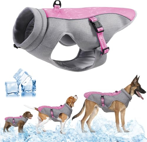 TOPSOSO Kühlweste für Hunde Leichtgewicht Kühlweste Hund UV-Schutz Hunde Kühlweste Atmungsaktive Kühlweste für Draußen Strand Wandern Sonnenschutz Hund für Kleine Mittlere und Große(Rosa, M)