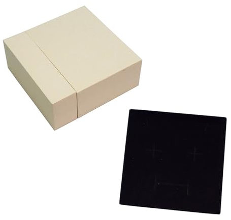 3D-Schweberahmen Kreative Papier Karte Schmuck Box Einfarbig Ring Ohrringe Anhänger Lagerung Box PE Film Suspension Schmuck Verpackung Papier Box(Color:Beige-with sponge)