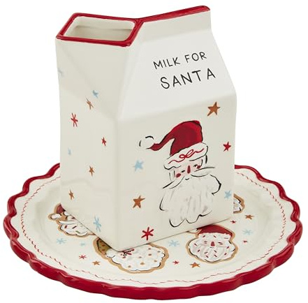 Mud Pie Cookies for Santa Set Teller, Platte, 16,5 cm Durchmesser, Karton, 11,4 x 7,6 cm, Weiß