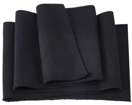 DICOSMETIC Nero Rib Fabric per Polsini Tessuto di Maglia Elasticizzato In Cotone 37x6 Pollici per Polsini per Cucire Abbigliamento Bordini Colletti Polsini Giacca(1 Pezzi)