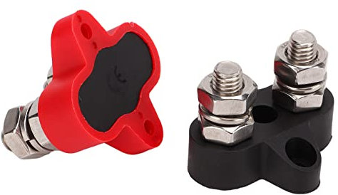 M8 Dual Heavy Duty Anschlussbolzen 48 V Schwarz Rot mit Kupferanschluss Wärmeschrumpfschlauch Universalbolzen M8 Anschlussbolzen Anschlussblockbolzen Stromverteilungsbolzen