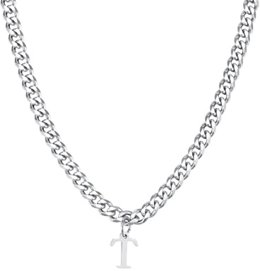 Halzketten Männer Silber, Edelstahl Halskette Herren Halskette Mit Alphabet-Anhänger Halsketten Mit Anhänger Herren Schmuck Geschenke