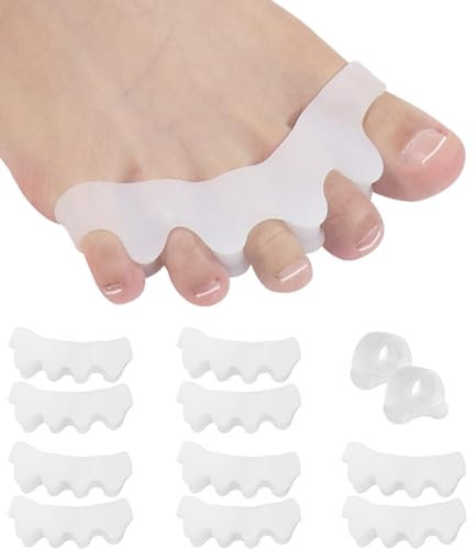 6 Stück Zehenspreizer Silikon,Silikon-Zehentrenner für korrekte Hallux valgus,Fußzehen Spreizer, Zehentrenner für Pediküre Hallux Valgus, Universalgröße für Damen und Herren-Weiß