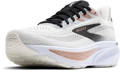 Brooks Women’s Ghost 17 Neutral Running Shoe - White/Black/Rose Gold - 10 Medium