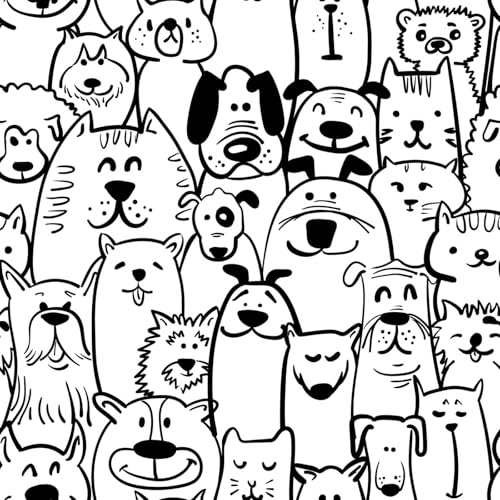 Ismoon Black and White Dog Peel and Stick Wallpaper Modern for Kids Bedroom