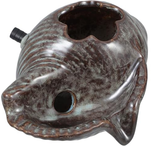 POPETPOP Multifunctional Ceramic Conch Fountain Spitter Weather Resistant For Fish Tanks Garden Ponds Hydroponic Planting Top Opening Decorative Water Feature Accessory