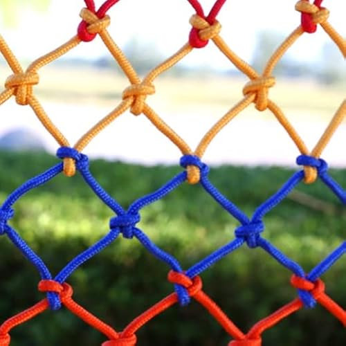 MKAK 10 m farbiges Nylon-Sicherheitsnetz, Hanfseil, dekoratives Outdoor-Kletterseilnetz, Kindertreppe, Balkon, Absturzsicherung Schutznetz(10 cm mesh)
