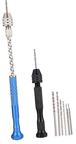 jojofuny 1satz Handbohrer Für Schmuckherstellung Teiliges Schwarzem Und Blauem Drehvorrichtung Und Spiralbohrern Für Präzise Arbeiten An Kunststoffen Und