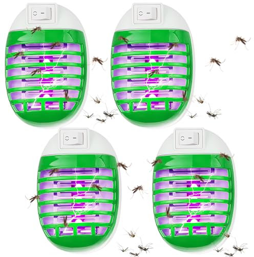 KBIBCK 4 lampade per zanzare, presa zanzare, presa elettrica per insetti con luce UV, per casa, camera da letto, cameretta dei bambini, cucina, ufficio