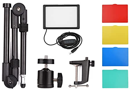 LED Video Light Kit, Hög Ljusstyrka & 3 Belysningslägen Video Light, USB Studiobelysningssats Flexibel Stativ för Videokonferens, Videoinspelning, Live Strömning