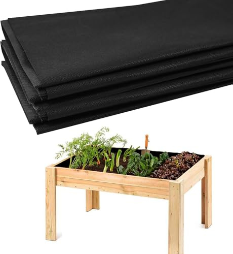 Longzhuo Heavy Duty Non-Woven Planter Liner for Raised Beds, Fabric Liner for Large Veg Trough, Recyclable Garden Liner for Outdoor Vegetable Troughs, Herb Planters (Black, 160 x 290cm)