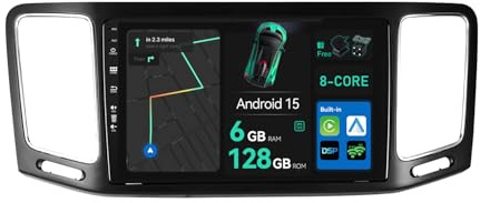 BXLIYER - [Octa-Core, 6G+128G] - Android 14 Autoradio pour VW Sharan (2012-2018) - sans Fil Carplay + Android Auto - LED Caméra + MIC - 2 Din IPS 9 Pouce - DSP Dab Volant Dual Band WLAN Bluetooth