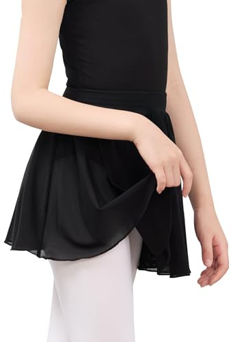 Twirbalux Girls Black Ballet Skirt, Pull on Ballet Black Skirt Theatrical Size 12-14