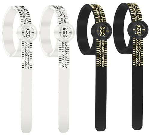 Lot de 4 baguiers UK - Outil de mesure de taille de bague avec loupe (tailles de A à Z), ensemble de tailles de bagues pour homme et femme - Outil de mesure britannique - Kit de mesure pour femme