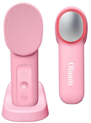 Brosse Nettoyante Visage Électrique - Brosse Silicone IPX7 Visage - Soin Facial Raffermissant Anti-Âge Massage, Exfoliation et lumière LED - Technologie Chaud & Froid Olaam