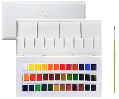 Sennelier Peinture Aquarelle Boîte de Voyage 37pcs (36 Couleurs + 1 Pinceau)