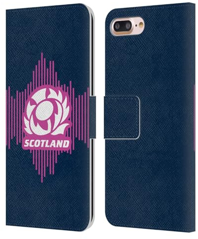 Head Case Designs Officially Licensed Scotland Rugby Home 2025/26 Crest Kit Leather Wallet Case Compatible With Apple iPhone 7 Plus/iPhone 8 Plus
