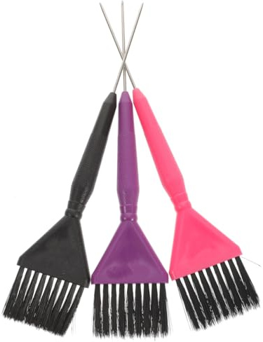 iplusmile 3 pièces Pinceaux de Teinture pour Cheveux Professionnels Brosses de Coloration à Poils Ultra-fins pour Salon et Usage Domestique Outil Précis pour Application Couleur Aléatoire