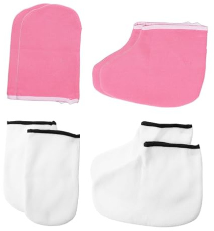 Hohopeti 4 pares Guantes Exfoliantes para Manos y Pies y Rosa Protección Hidratante y Suavizante para Cuidado Profesional y Spa Casa