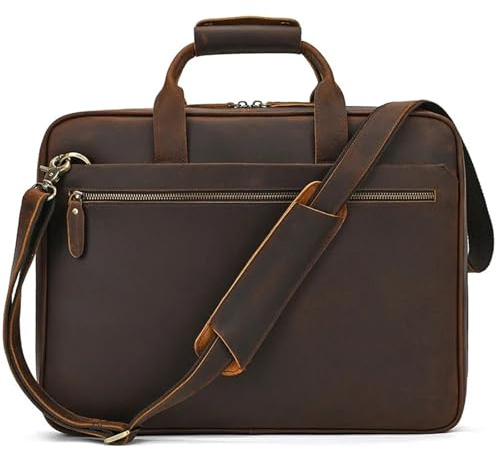 Aktentasche Leder Männer Aktentasche Vintage 16 Zoll Big Business Laptop Handtasche Große Rindsleder Messenger Schultertasche Mann