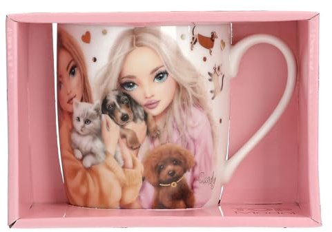 Depesche TOPModel Fur Ever Friends Becher für Mädchen, Keramiktasse mit Haustier-Motiv, Geschenkverpackung