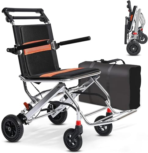 Sillas De Ruedas Portátiles De Propulsión De Aluminio, Ultraligeras Plegables Con Frenos Manuales, Soportan Hasta 100 Kg, Para Transporte, Embarque Y Viaje (adultos Y Ancianos)