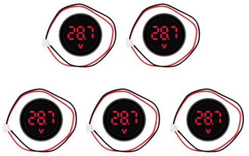 Digitales LED-Voltmeter-Set, DC4 bis 100 V, kleine runde elektrische Anzeige für Auto, Motorrad, Batterie, LED-Spannungsmesser für Auto, Motorrad, 5 Stück