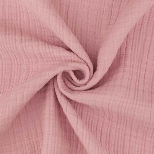 Musselin Stoff 6-Lagig | Meterware ab 100cm x 160cm (altrosa) | 100% Baumwolle - Uni/Einfarbig - Gauze