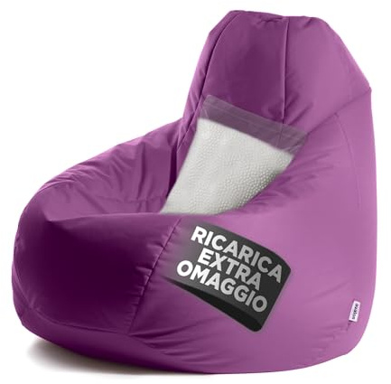 Avalon - Puff Poltrona Sacco XXL Jive Deluxe Sfoderabile, Pouf Sacco di Qualità Sartoriale, Bean Bag per Sedersi Ergonomico, Tessuto Antistrappo Impermeabile, Made in Italy(95x135cm-Viola)
