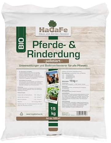 HaGaFe Pferdedung Pferdemist Rinderdung Kuhmist Universaldünger Dünger, 15kg (1x15kg)
