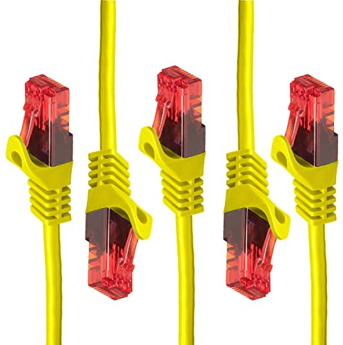 BIGtec LAN Kabel 10m Netzwerkkabel gelb - 5 Stück - Gigabit Ethernet Kabel RJ45 Stecker Patchkabel für Patchpanel Netzwerk Switch Gaming kompatibel Playstation 5 PS5 XBOX Nintendo Switch 2-Station