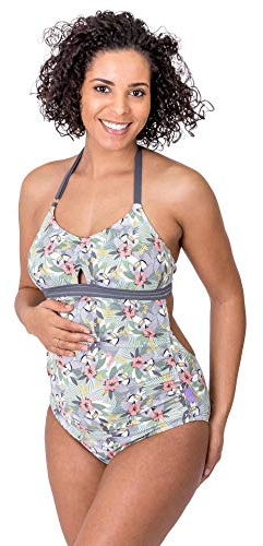 Petit Amour Umstands-Badeanzug Anina sehr raffinerter Schnitt Cup B/C/D Hawaii-Print grau Mehrfarbig Gr. L