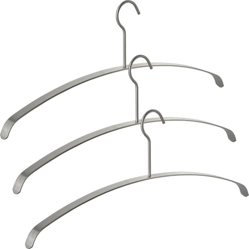 SOTECH 3 Stück Kleiderbügel echt massiv Edelstahl 455 x 20 x 185 mm | für Garderobenbügel Bügel für Wandgarderobe