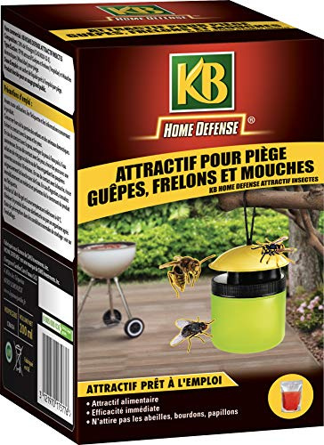 KB HOME DEFENSE HDPIEGERE2 - Recharge pour Piège à Guêpes, Frelons et Mouches sans Insecticide 400 ML - Piège à Placer en extérieur et réutilisable - Prêt à l'emploi sans Odeur - Efficacité immédiate