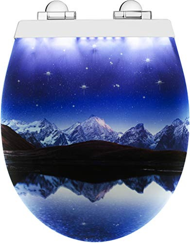 Cornat WC-Sitz Geneva Light - Sanfte LED-Beleuchtung bei Nacht - Mit Akustiksensor - Quick up & Clean Funktion - Absenkautomatik - Bequeme Montage von oben / Toilettensitz / Klodeckel / KSDSC360