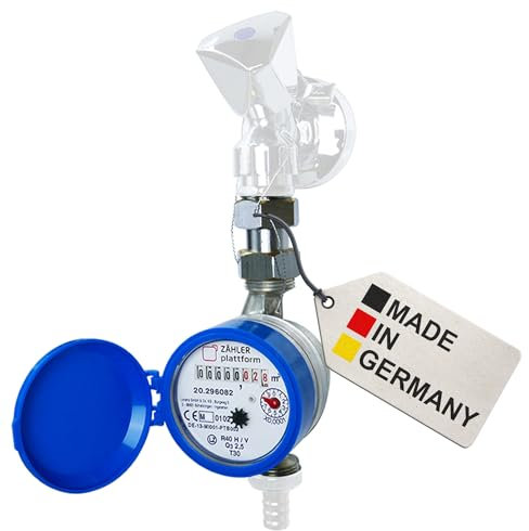 ZÄHLER plattform Wasserzähler Garten geeicht 2025 Wasseruhr MADE IN GERMANY Gartenwasserzähler Zapfhahn Qn 1,5 BL 110 mm 3/4 Zoll